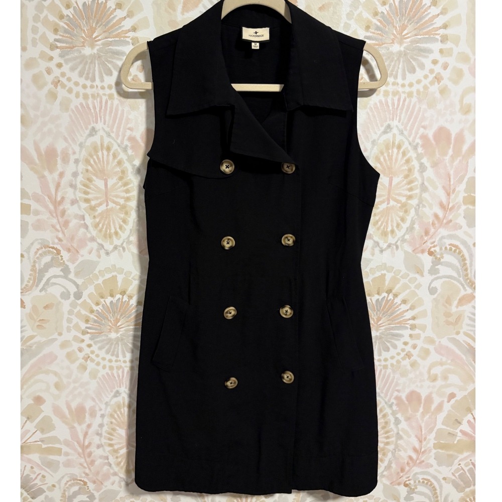 Tuckernuck Black Sleeveless Double Breasted Trench Dress B1407 Womens Medium